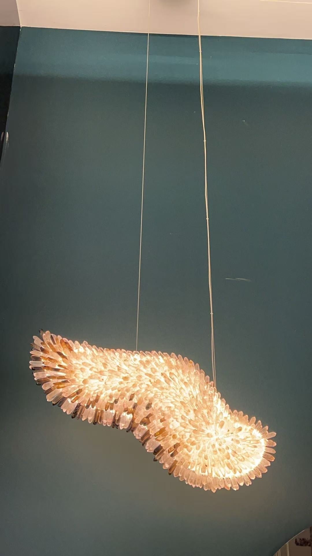 Modern Natural Crystal Wing Chandelier - L25.6"*H10.2"(L65cm*W26cm)AmberWarm LightCyranlamps