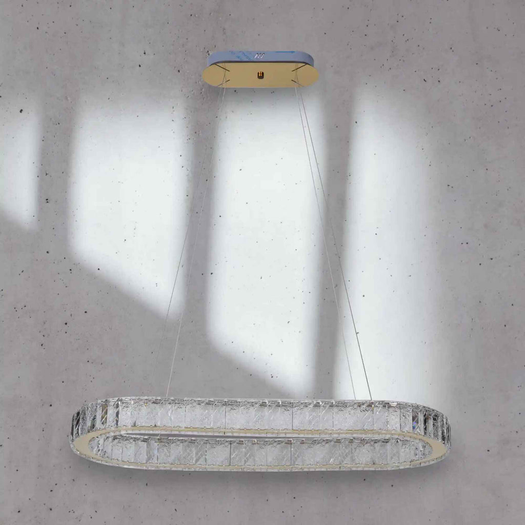 Modern Oval Crystal Ring Chandelier for Dining Room or Kitchen Island - Cyran Lamps