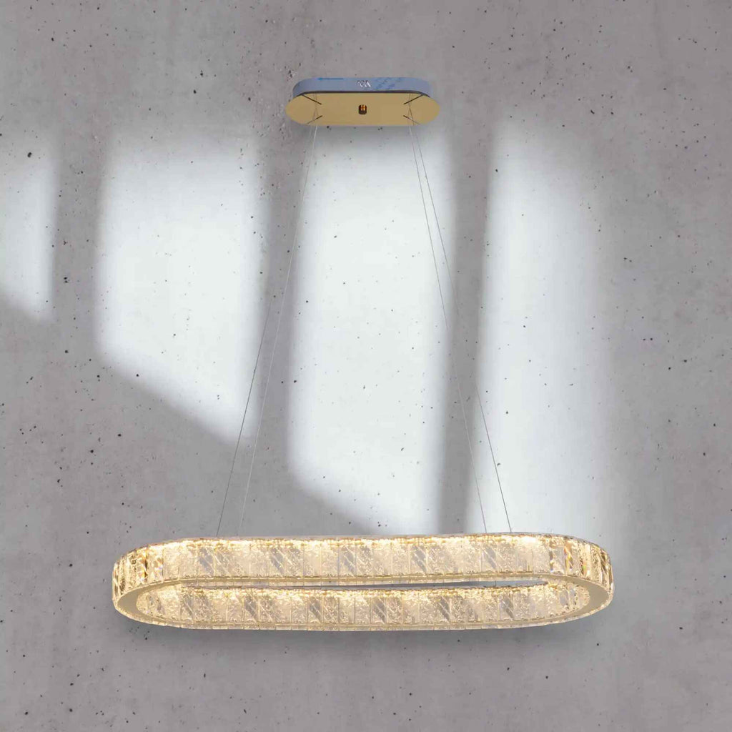 Modern Oval Crystal Ring Chandelier for Dining Room or Kitchen Island - Cyran Lamps