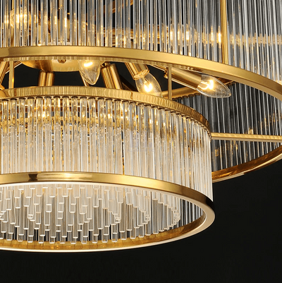 Modern Round/Rectangular Glass Rods Chandelier - Rectangular/L59.1"*H11.8"Warm LightCyranlamps