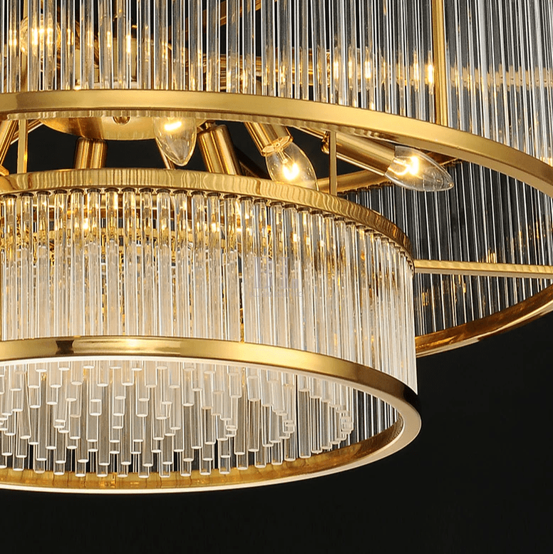 Modern Round/Rectangular Glass Rods Chandelier - Rectangular/L59.1"*H11.8"Warm LightCyranlamps