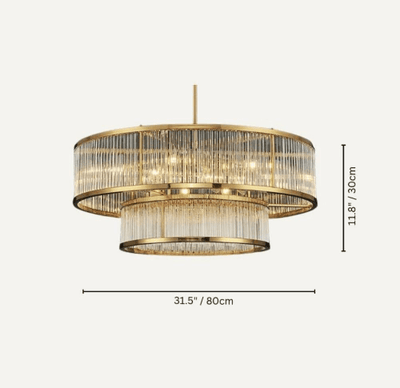 Modern Round/Rectangular Glass Rods Chandelier - Rectangular/L59.1"*H11.8"Warm LightCyranlamps