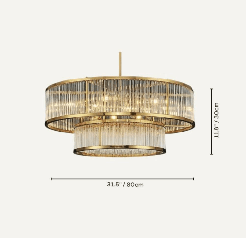 Modern Round/Rectangular Glass Rods Chandelier - Rectangular/L59.1"*H11.8"Warm LightCyranlamps