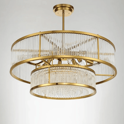 Modern Round/Rectangular Glass Rods Chandelier - Rectangular/L59.1"*H11.8"Warm LightCyranlamps