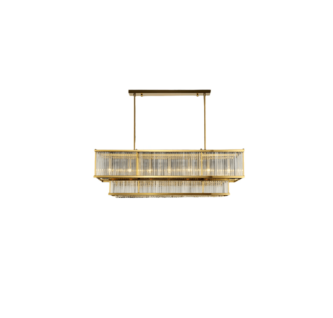 Modern Round/Rectangular Glass Rods Chandelier - Rectangular/L59.1"*H11.8"Warm LightCyranlamps