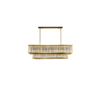 Modern Round/Rectangular Glass Rods Chandelier - Rectangular/L59.1"*H11.8"Warm LightCyranlamps