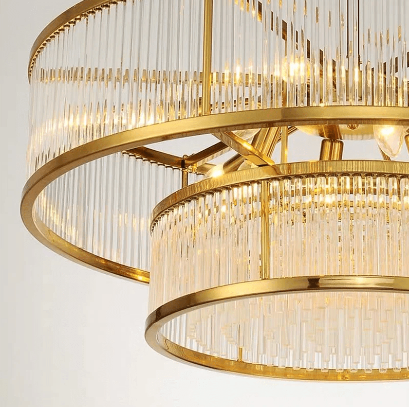 Modern Round/Rectangular Glass Rods Chandelier - Rectangular/L59.1"*H11.8"Warm LightCyranlamps