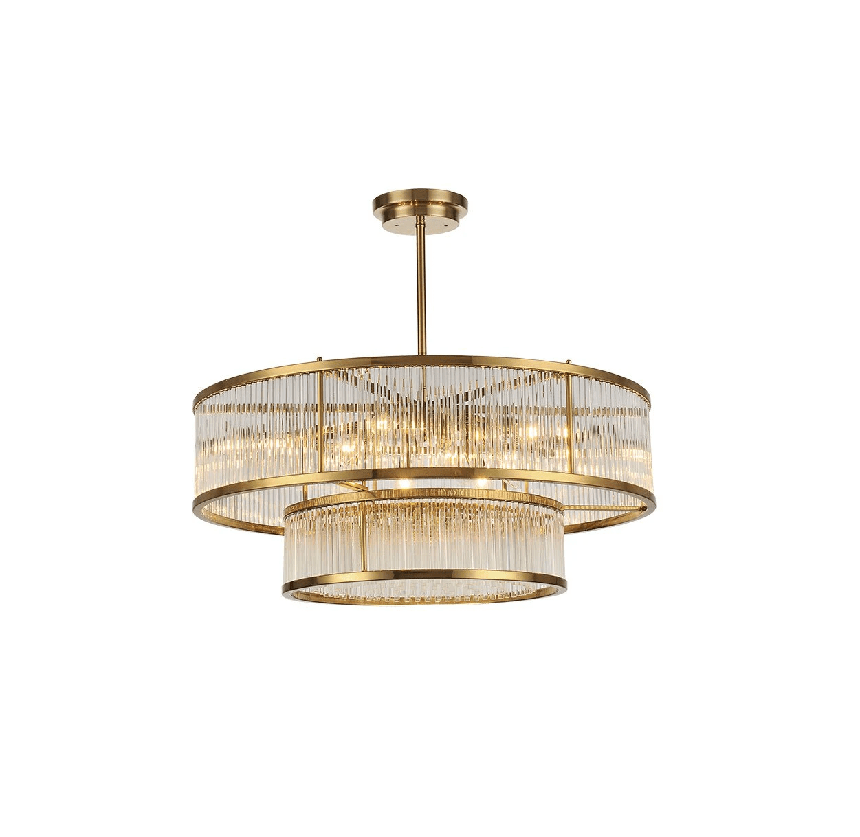 Modern Round/Rectangular Glass Rods Chandelier - Rectangular/L59.1"*H11.8"Warm LightCyranlamps