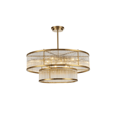Modern Round/Rectangular Glass Rods Chandelier - Rectangular/L59.1"*H11.8"Warm LightCyranlamps