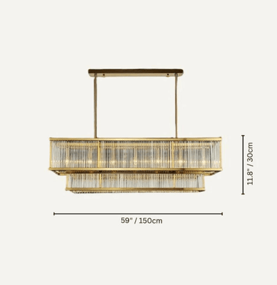 Modern Round/Rectangular Glass Rods Chandelier - Rectangular/L59.1"*H11.8"Warm LightCyranlamps