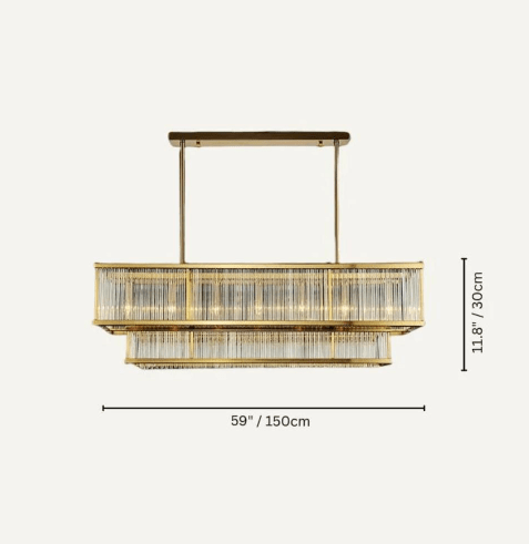 Modern Round/Rectangular Glass Rods Chandelier - Rectangular/L59.1"*H11.8"Warm LightCyranlamps