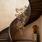 Modern Staircase Chandelier Crystal Hollow Rotating Ceiling Light - Cyran Lamps