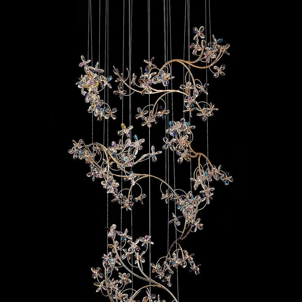 Modern Staircase Chandelier Crystal Hollow Rotating Ceiling Light - Cyran Lamps