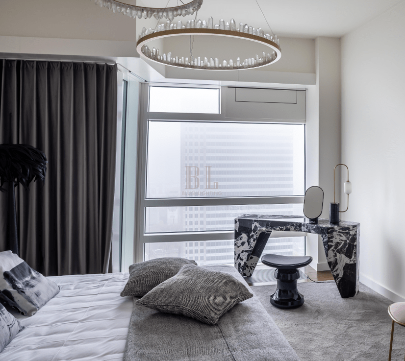 Modern Style Rings Brass & Natural Quartz Crystal Chandelier in Brass/Black Finish - 1 Tier / D23.6" * H4"BrassWarm LightCyranlamps