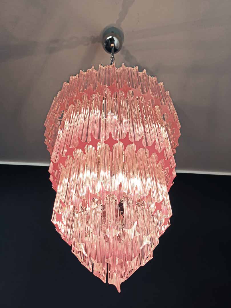 Murano Chandelier – 112 prisms – Pink - Cyran Lamps