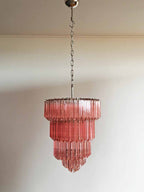 Murano Chandelier – 112 prisms – Pink - Cyran Lamps
