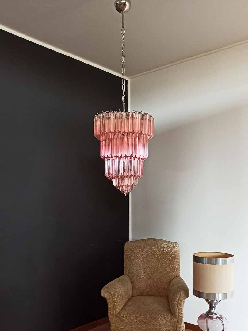 Murano Chandelier – 112 prisms – Pink - Cyran Lamps
