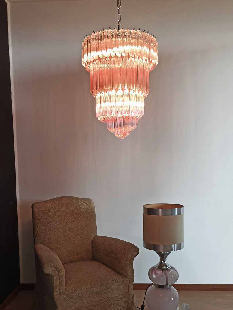 Murano Chandelier – 112 prisms – Pink - Cyran Lamps