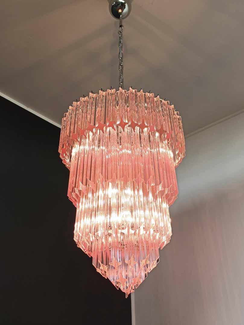 Murano Chandelier – 112 prisms – Pink - Cyran Lamps