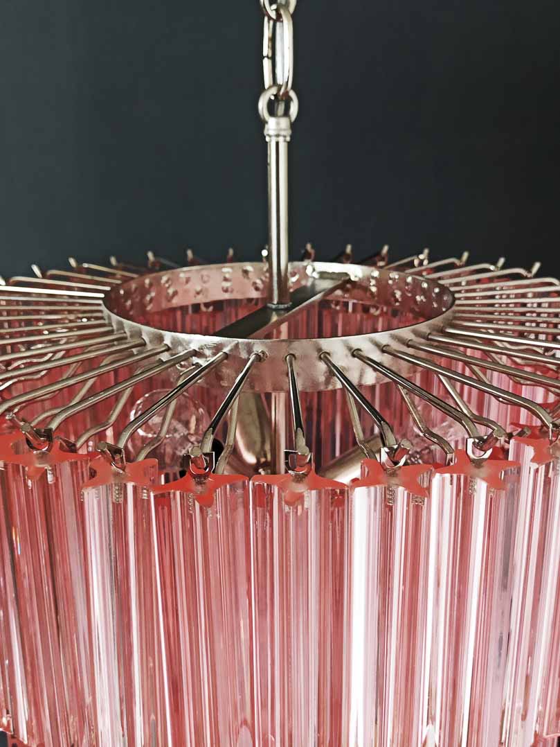 Murano Chandelier – 112 prisms – Pink - Cyran Lamps