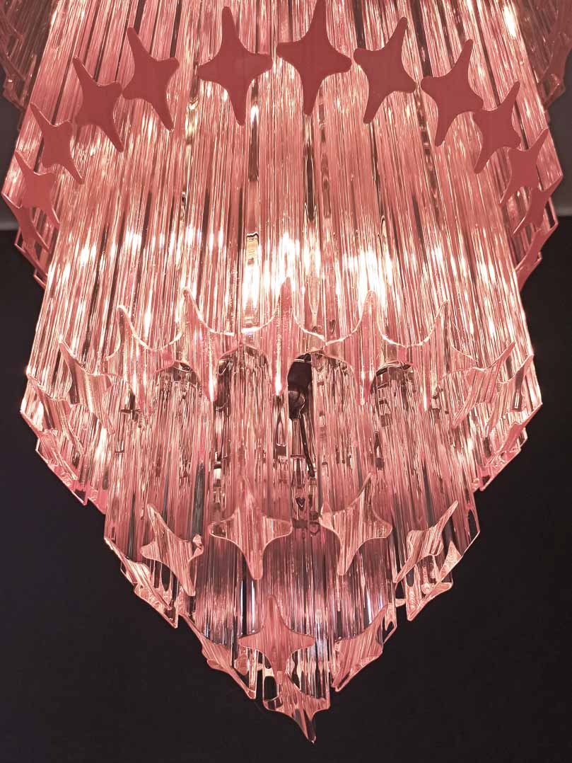 Murano Chandelier – 112 prisms – Pink - Cyran Lamps