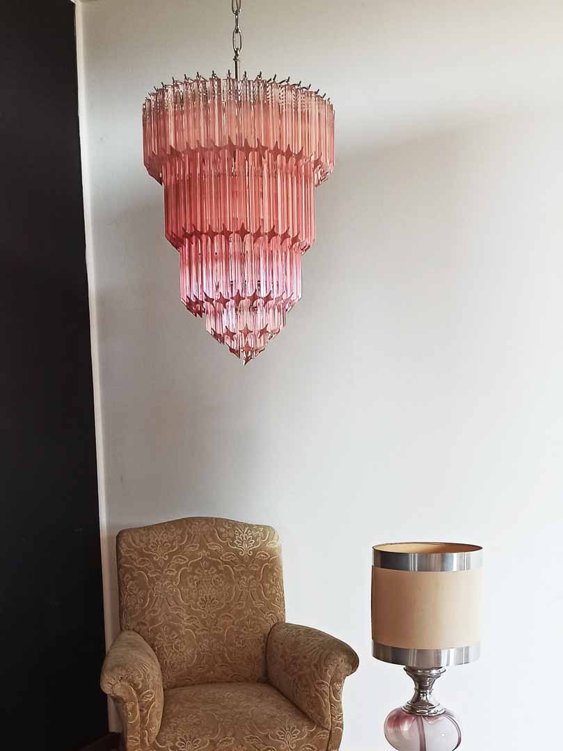 Murano Chandelier – 112 prisms – Pink - Cyran Lamps