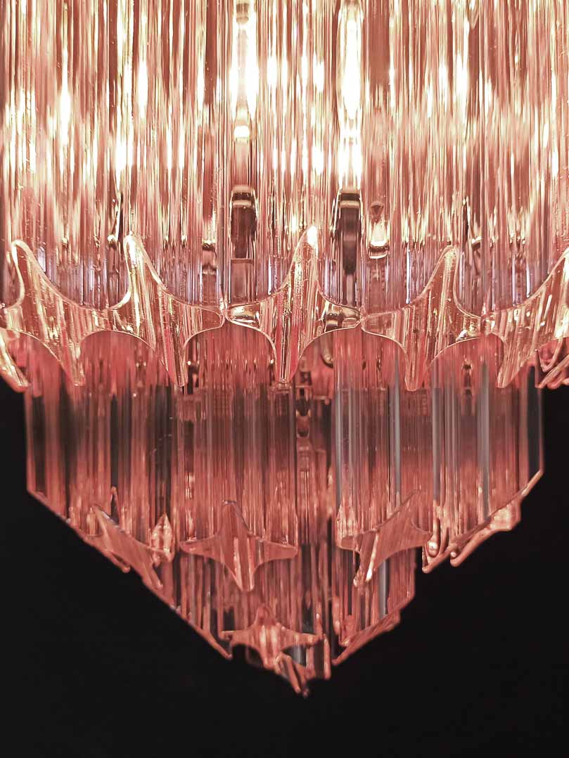 Murano Chandelier – 112 prisms – Pink - Cyran Lamps