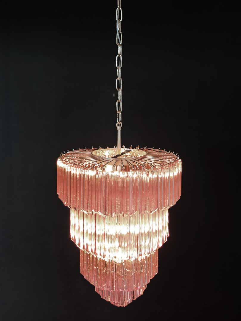 Murano Chandelier – 112 prisms – Pink - Cyran Lamps