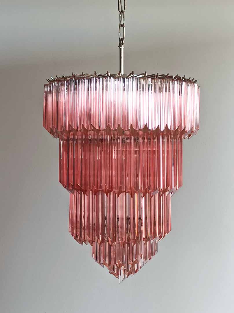 Murano Chandelier – 112 prisms – Pink - Cyran Lamps