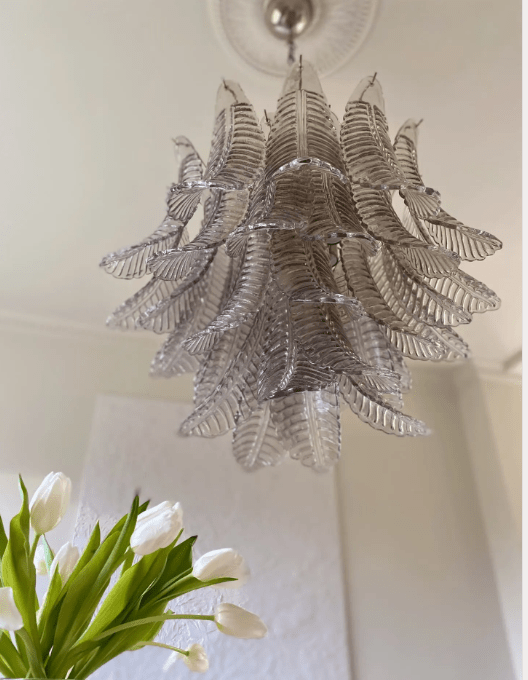 Murano Chandelier – 36 glass leaves – Smoked - Cyran Lamps