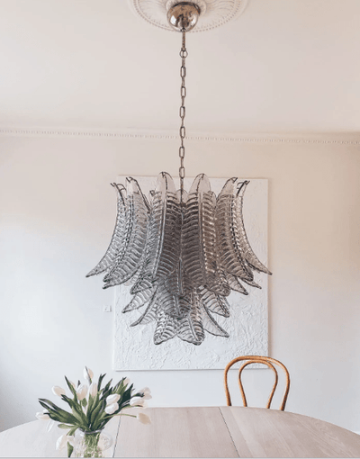 Murano Chandelier – 36 glass leaves – Smoked - Cyran Lamps