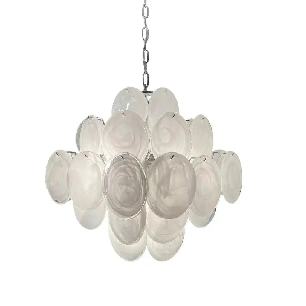 Murano Chandelier 36 White Disks - Cyran Lamps