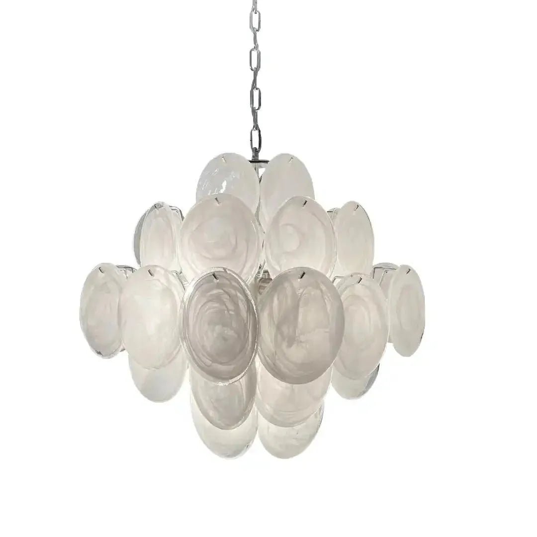 Murano Chandelier 36 White Disks - Cyran Lamps