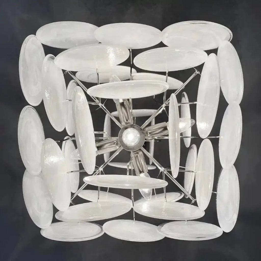 Murano Chandelier 36 White Disks - Cyran Lamps