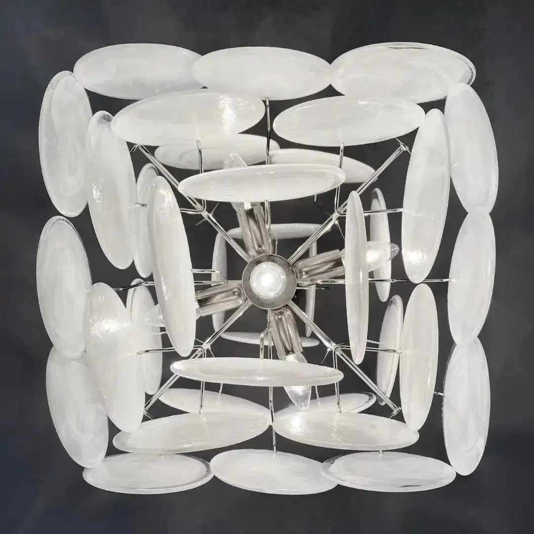 Murano Chandelier 36 White Disks - Cyran Lamps