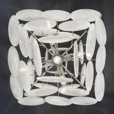 Murano Chandelier 36 White Disks - Cyran Lamps