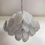 Murano Chandelier 36 White Disks - Cyran Lamps