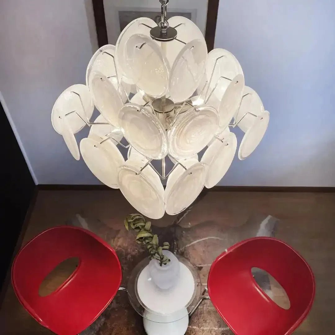 Murano Chandelier 36 White Disks - Cyran Lamps