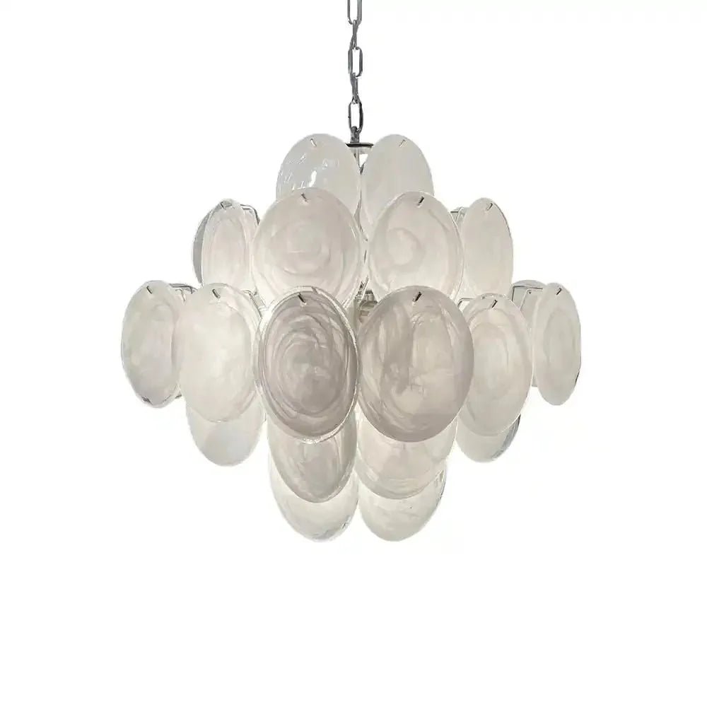 Murano Chandelier 36 White Disks - Cyran Lamps