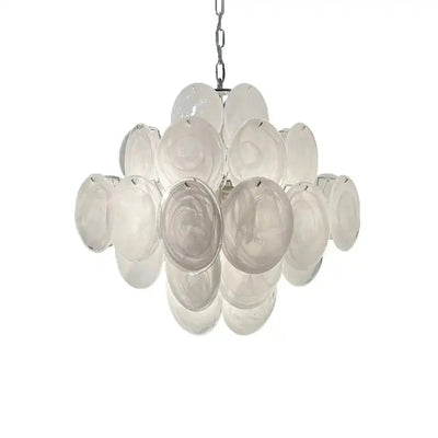 Murano Chandelier 36 White Disks - Cyran Lamps