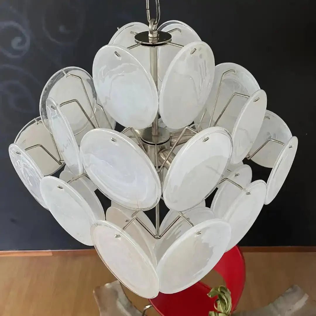 Murano Chandelier 36 White Disks - Cyran Lamps