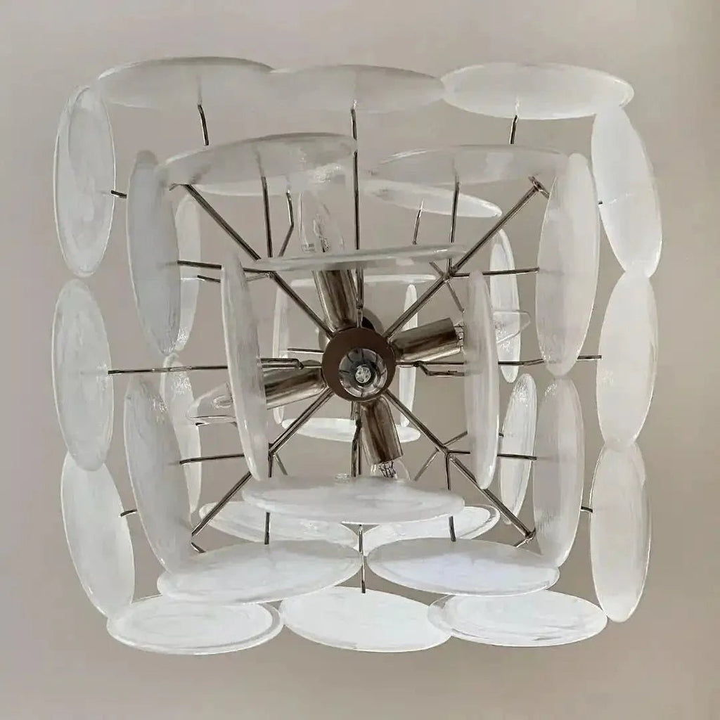 Murano Chandelier 36 White Disks - Cyran Lamps
