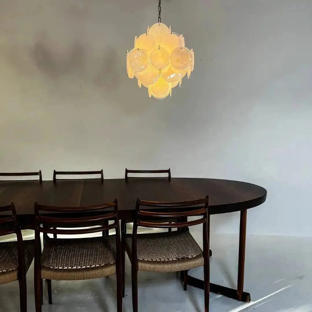 Murano Chandelier 36 White Disks - Cyran Lamps