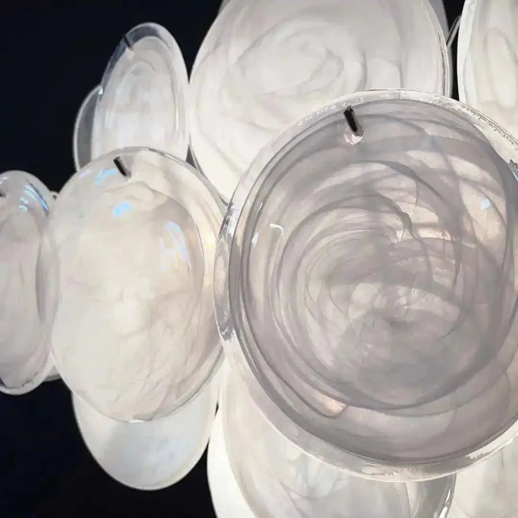 Murano Chandelier 36 White Disks - Cyran Lamps