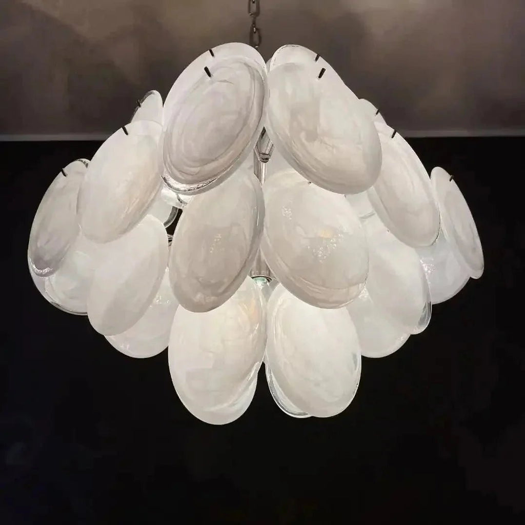 Murano Chandelier 36 White Disks - Cyran Lamps