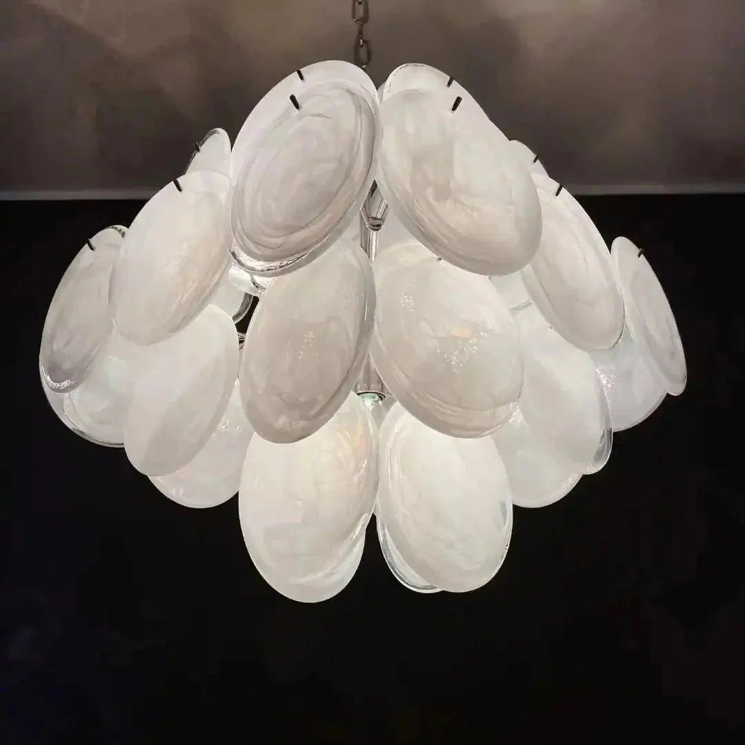 Murano Chandelier 36 White Disks - Cyran Lamps