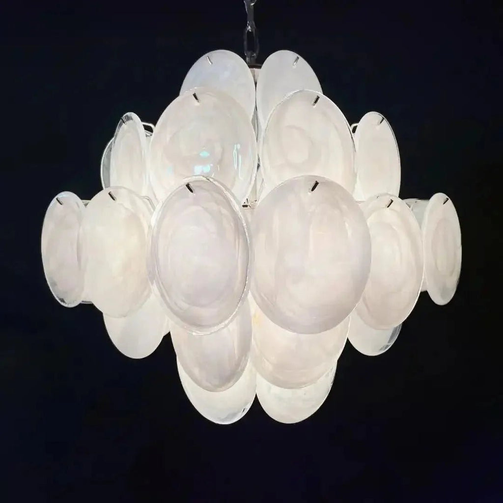 Murano Chandelier 36 White Disks - Cyran Lamps
