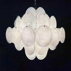 Murano Chandelier 36 White Disks - Cyran Lamps