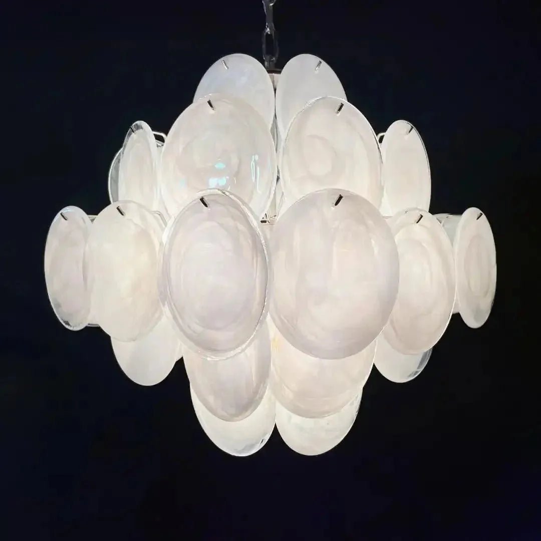 Murano Chandelier 36 White Disks - Cyran Lamps