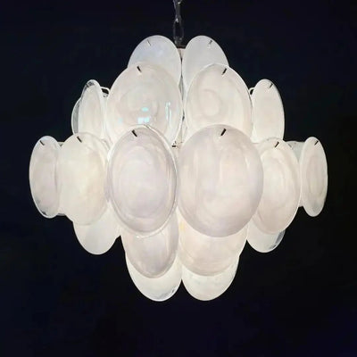 Murano Chandelier 36 White Disks - Cyran Lamps